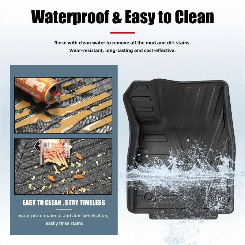 tapis sol voiture noir rayures ondulées moderne tpe protection imperméable