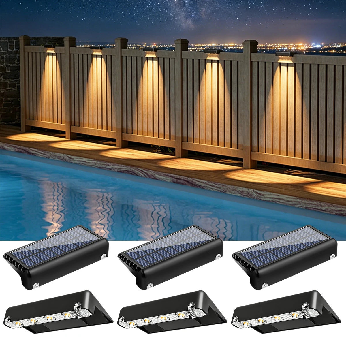 applique solaire led noir haute luminosité ip65 double sided tape vis moderne