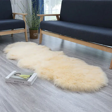 tapis imitation peau mouton fourrure blanche moelleuse salon chambre moderne décoratif grand