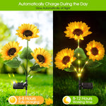 fleur artificielle solaire jaune tournesol moderne extérieur piquet métallique led nocturne jardin noël