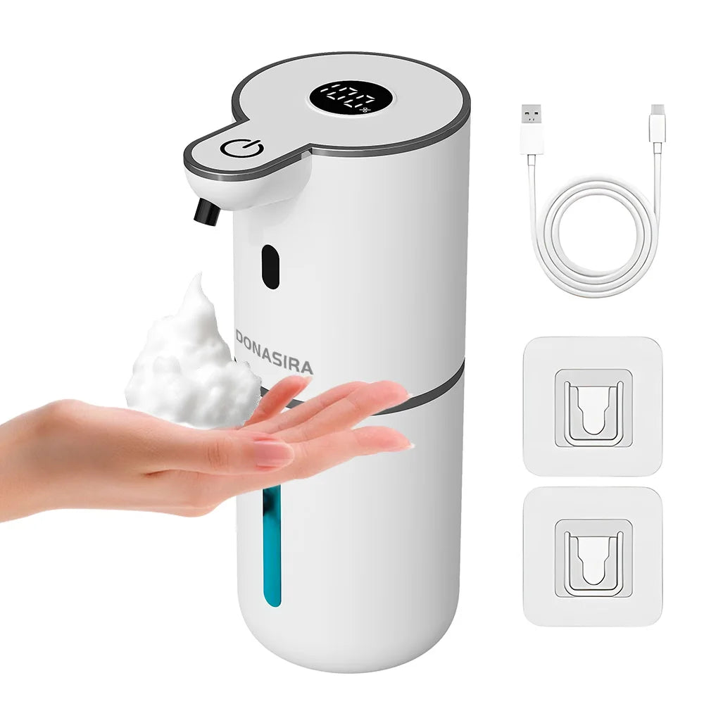 distributeur savon automatique blanc noir tactile hd écran mousse liquide rechargeable usb