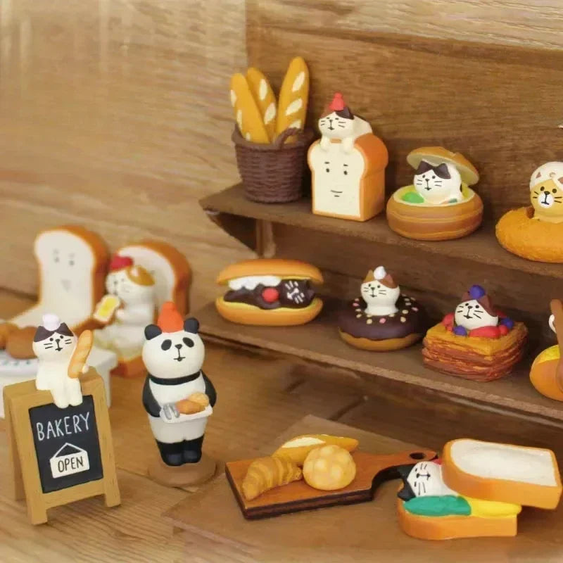 figurines chats desserts miniatures résine décoration maison cartoon mignon accessoires cuisine