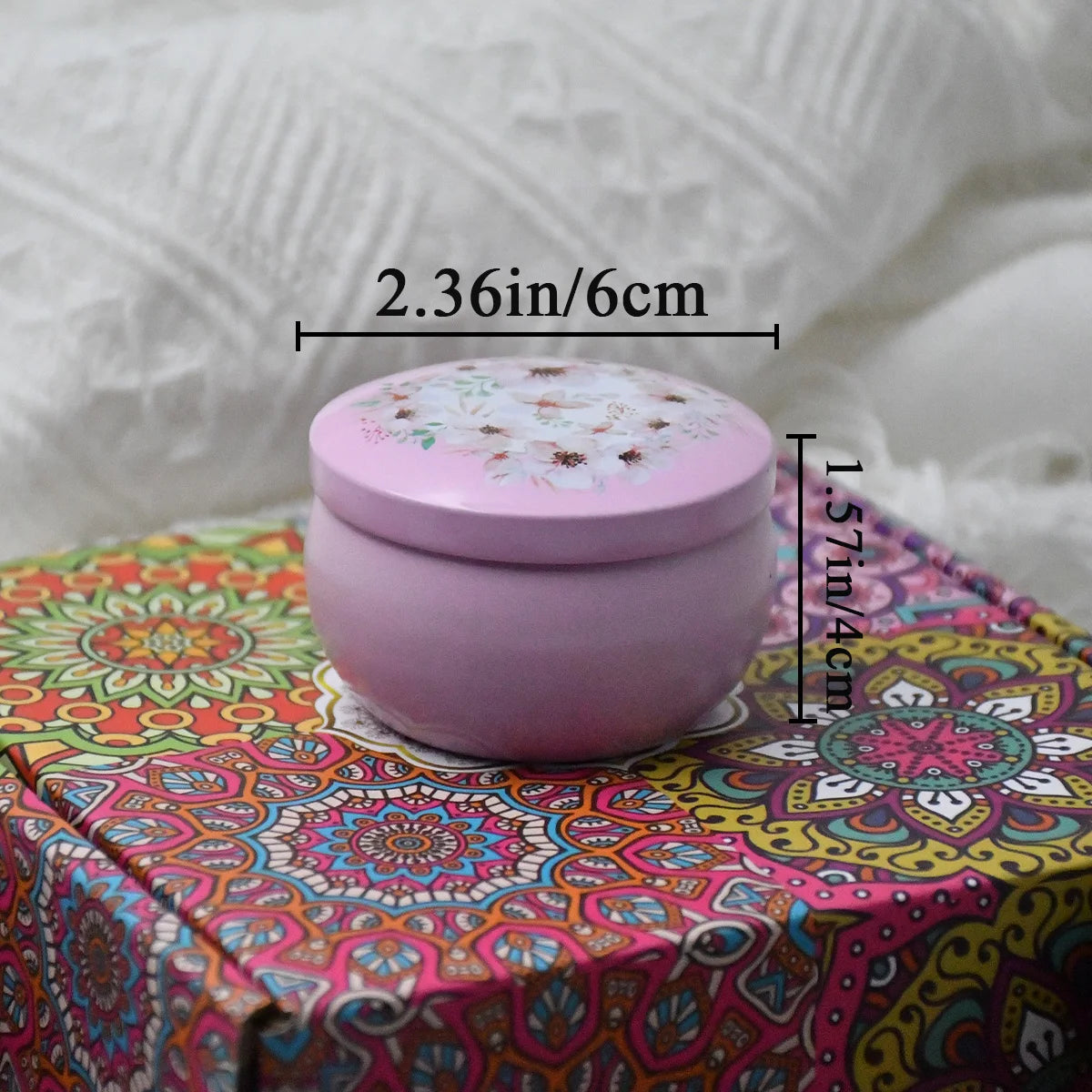 bougies parfumées boho chic motifs floraux violet blanc bleu rouge jaune pack pièces