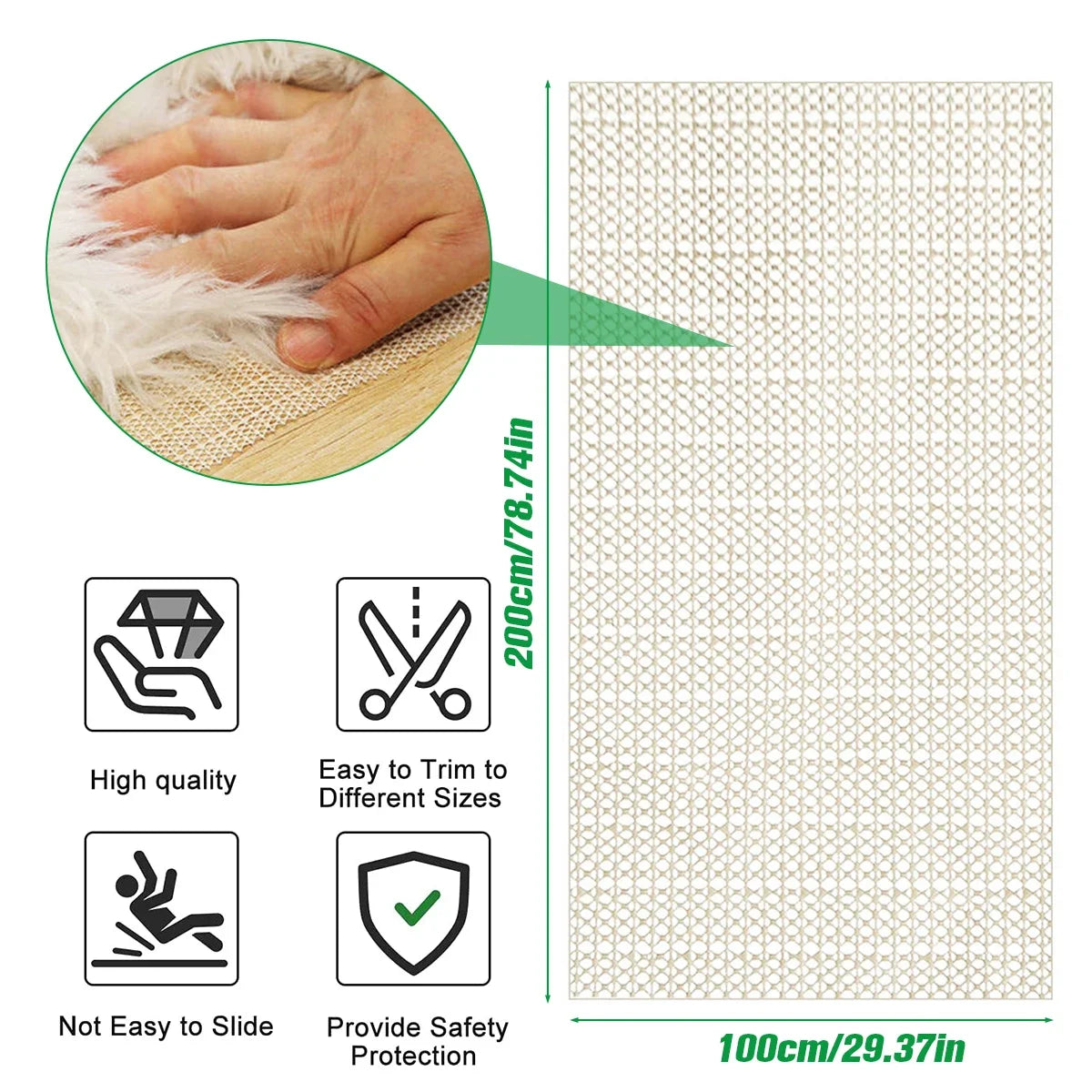 tapis anti dérapant pvc sous couche beige texture maille salle bain respectueux environnement 0.7x1.6m