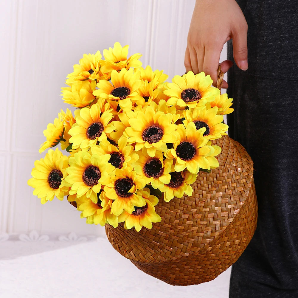 bouquet tournesols artificiels têtes décoration mariage intérieur jaune fleurs polyester