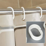 rideau douche géométrique blanc gris moderne anneaux fixation opaquant éva