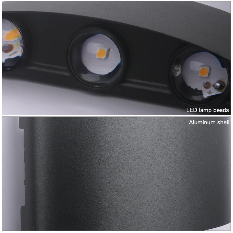 applique murale led noire moderne 3000k 6500k 4w 6w 8w 10w intérieur extérieur