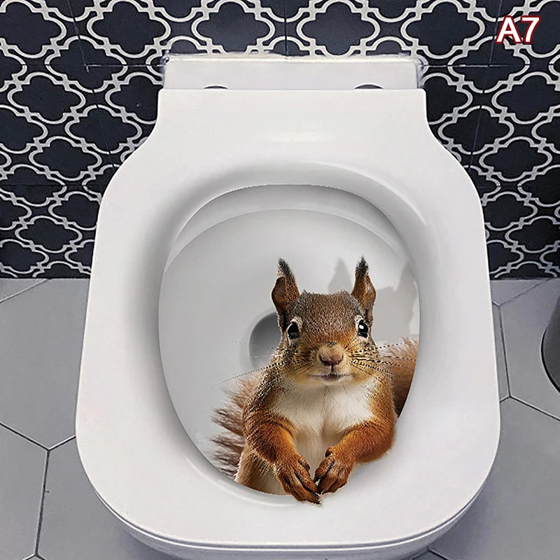 autocollants toilette animaux écureuil chat papillons adhésifs salle bains décorative blanchescrição title