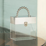 sac main transparent rose doré poignée occasion fête noël anniversaire mariage chic moderne