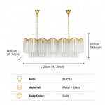 Suspension lumineuse moderne verre froissé blanc doré interrupteur tactile 120cm
