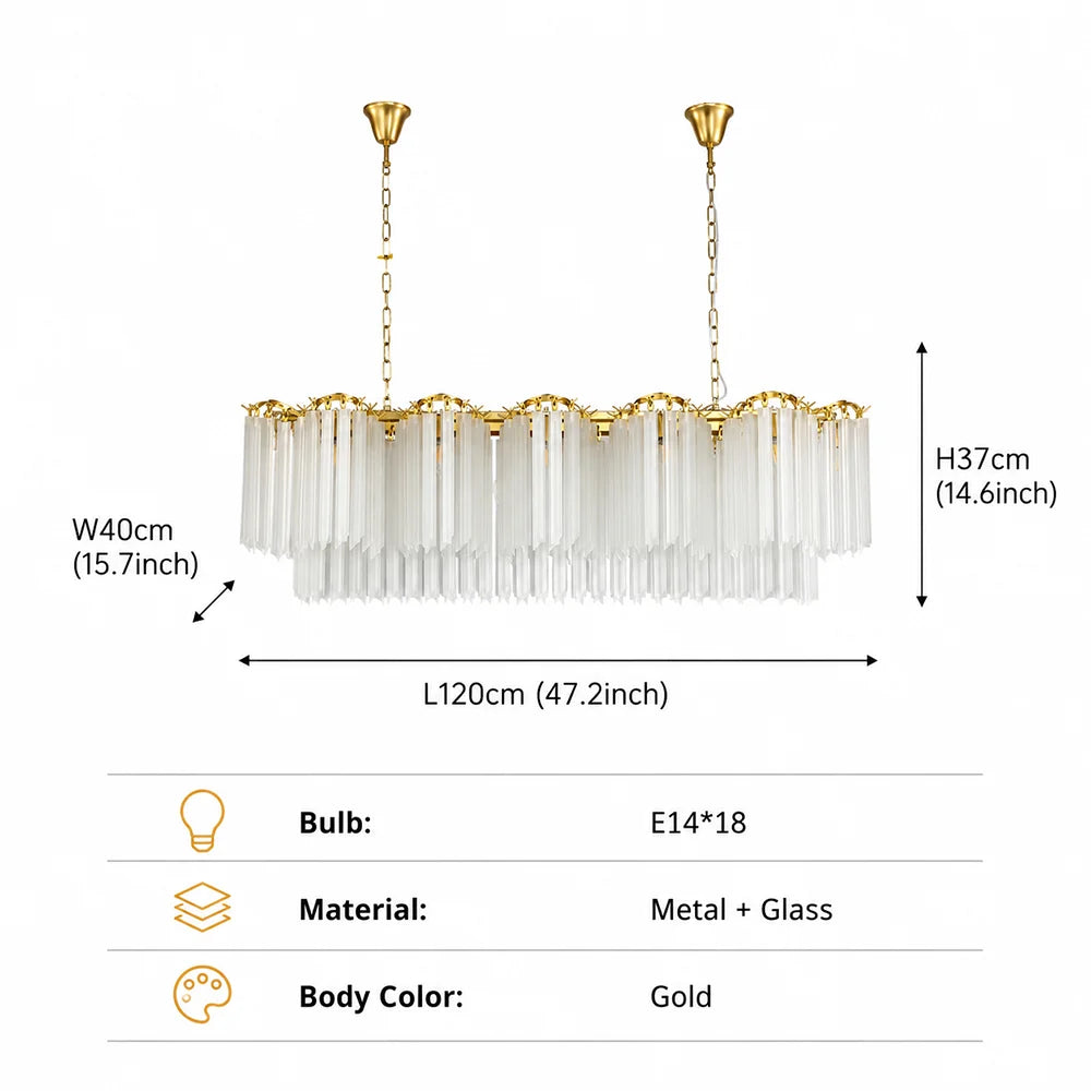 Suspension lumineuse moderne verre froissé blanc doré interrupteur tactile 120cm