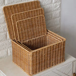 Panier de rangement blanc avec couvercle empilable