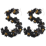 guirlande décorative automnale feuilles noires dorées baies vigne plastique extérieure festive