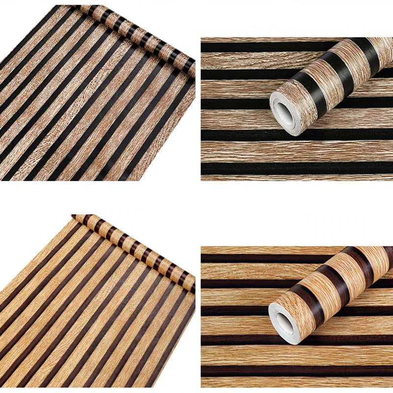 papier peint auto adhésif rayé grain bois moderne beige noir 45cm large 1m 3m