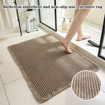tapis bain beige clair gaufré antidérapant franges moderne dimensions 60x40cm