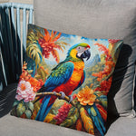 taies d'oreiller motif tropical perroquets fleurs multicolores moderne polyester 45x45cm zipper closure