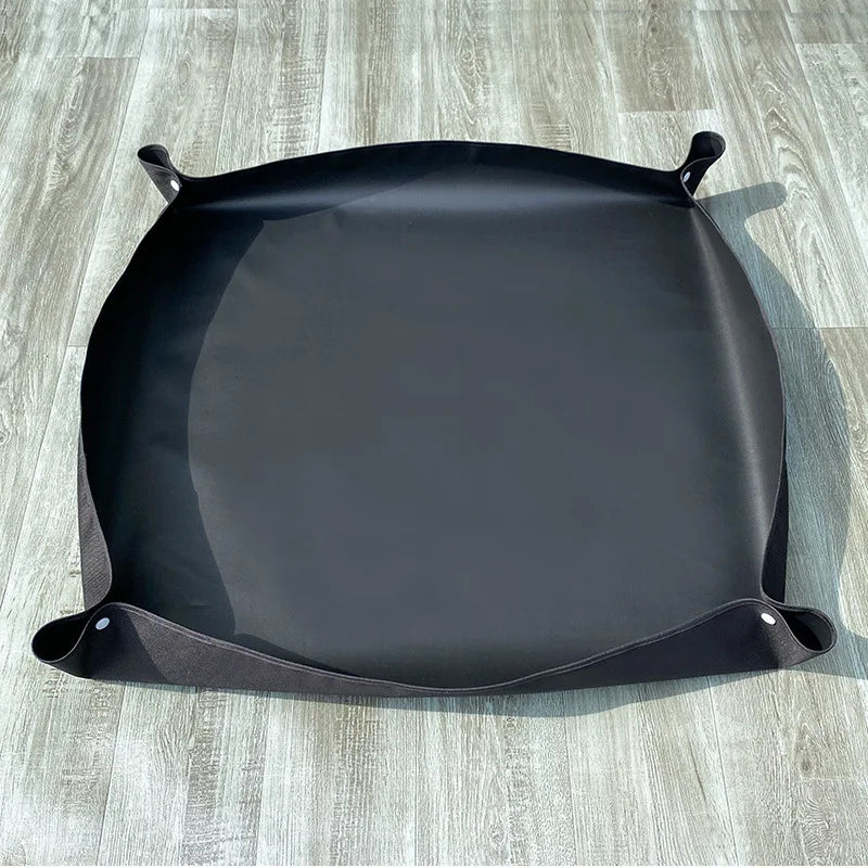tapis jardinage noir moderne poignées pot plante graine outils arrosoir chiffon