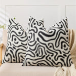 lot deux housses coussin chenille motif abstrait moderne canapé salon décoratif