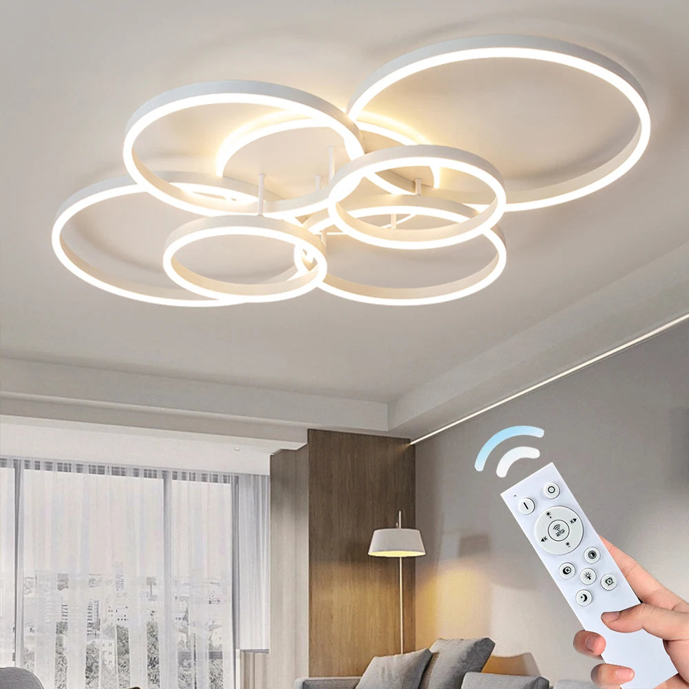 plafonnier moderne or blanc circulaire led télécommande minimaliste semi encastrée