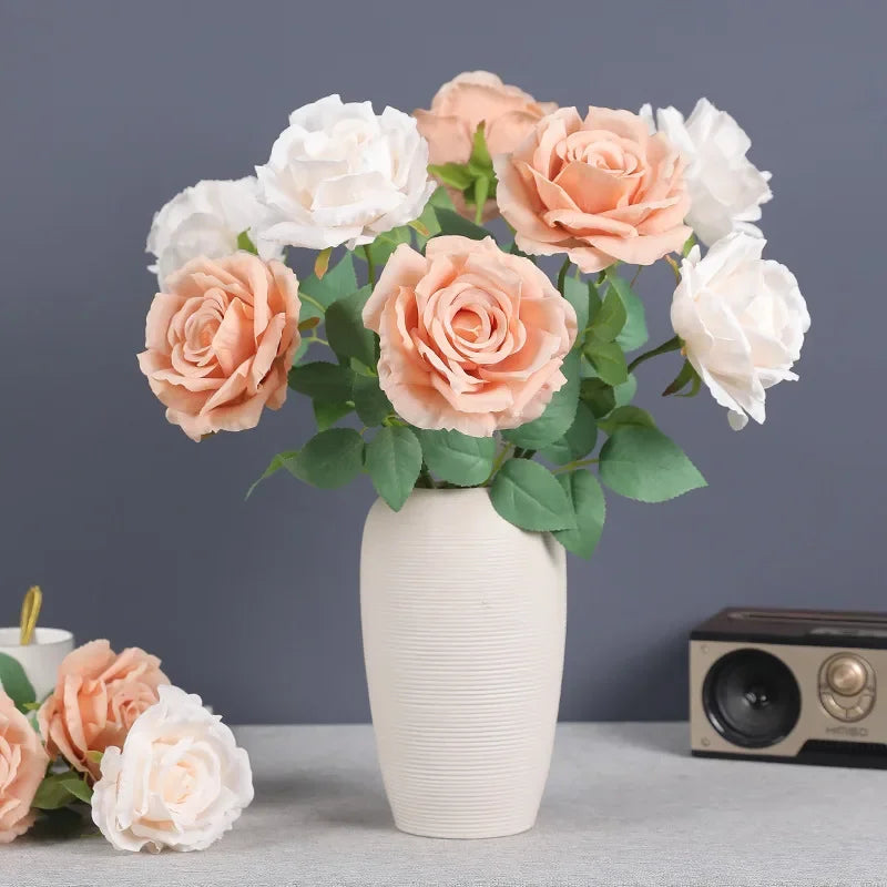 décoration intérieure bouquet roses artificielles soie classique vase couleur anniversaire mariage