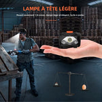 lampe frontale led noire orange ipx4 étanche camping chasse randonnée