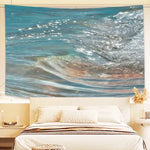 tapisserie murale moderne ondes mer bleu gris scintillement salon chambre 120x180cm