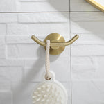 crochet mural double acier inoxydable finition or brossé serviette salle bain