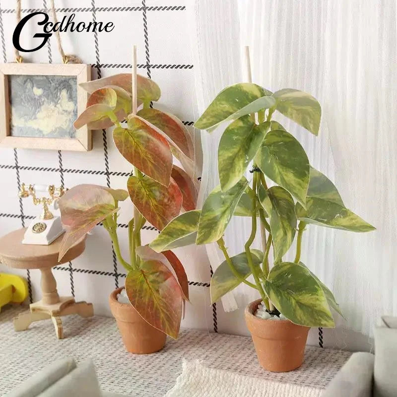 décoration intérieure plante artificielle résine verte feuilles modernes ornement maison poupée bonsaï opacité fixe