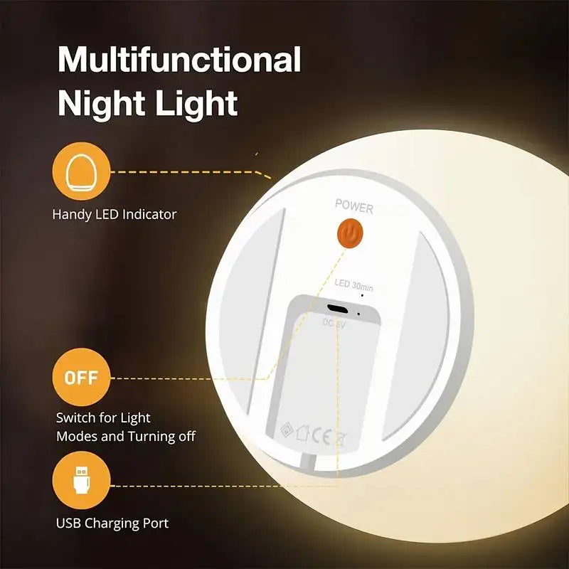 lampe nuit ovale rechargeable blanc moderne minuterie tactile led indicator