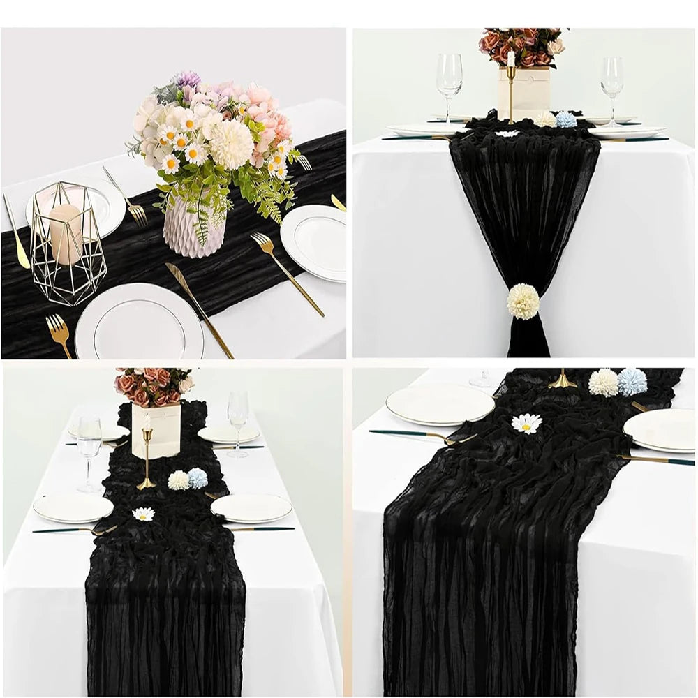 ruban table plissé noir classique décoration maison événements anniversaire mariage