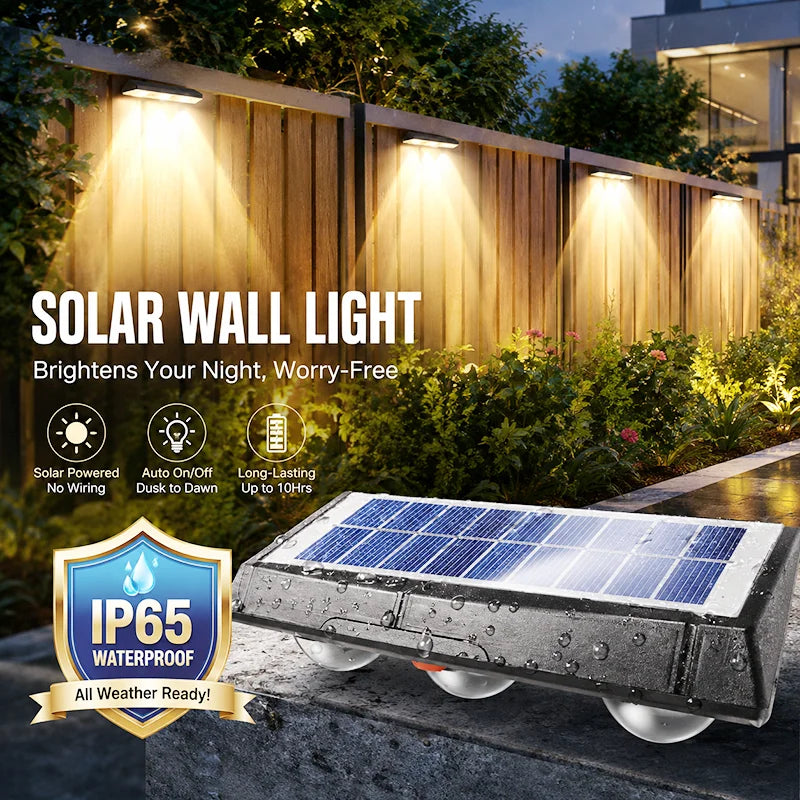 lampe murale solaire led noire bleue ip65 moderne extérieure panneaux photovoltaïques abs rgb warm