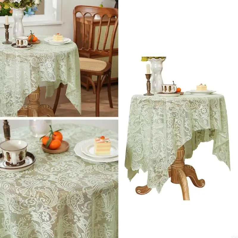 nappe table verte claire floral ajouré classique réutilisable hiver noël été