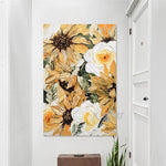 tableau abstrait impressionniste fleurs tournesols roses toile murale moderne sans cadre vertical huile