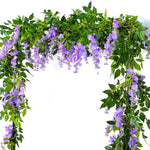 guirlande fleurs artificielles vigne glycine extérieur décoration mariage arches romantique pendantes blanc violet