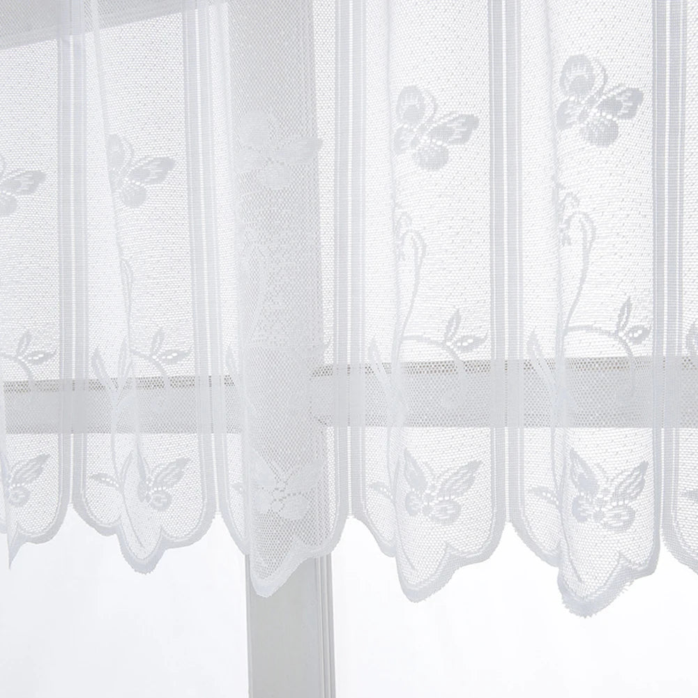 rideau floral transparent fenêtre blanc motif papillon brodé décoration chambre moderne pastorale