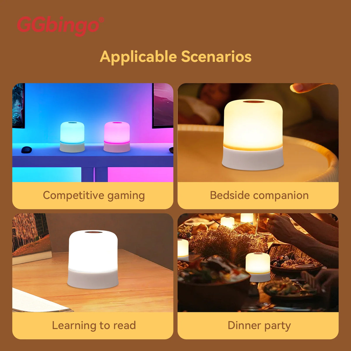 lampe led rechargeable touch veilleuse rgb multiple couleurs modernes éclairage fade strobe flash télécommande