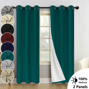 Rideaux d'isolation phonique 100% occultants avec doublure blanche et œillets pour chambre et salon