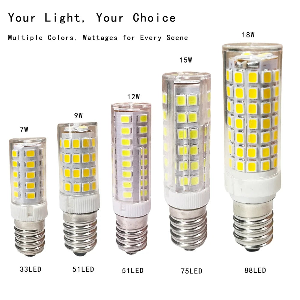 ampoules led e14 7w 9w 12w 15w 18w carrés jaunes blancs moderne 360° 60000h