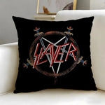 housse coussin noir graphique crâne rock gothique 45x45cm zip invisible fácil laver