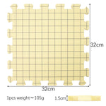 tapis découpe mousse jaune vert gris grille imprimée utilitaire échantillons crochet épingles pinces couture