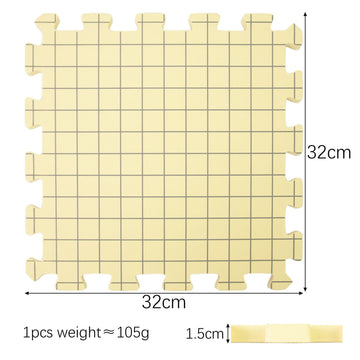tapis découpe mousse jaune vert gris grille imprimée utilitaire échantillons crochet épingles pinces couture
