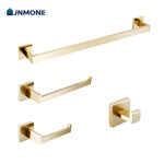 accessoires salle bain ensemble porte serviettes moderne finition dorée métal alliage aluminium fixations murales