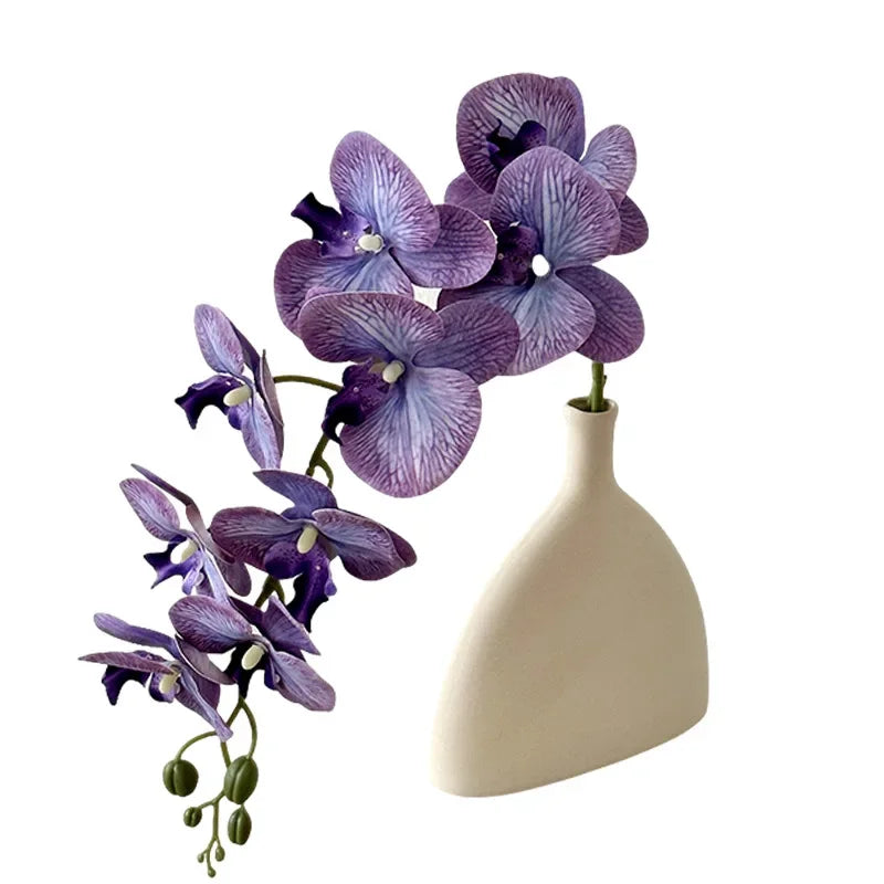 décoration intérieure vase orchidées artificielles fleurs douces feuilles vertes moderne élégant rose blanc violet