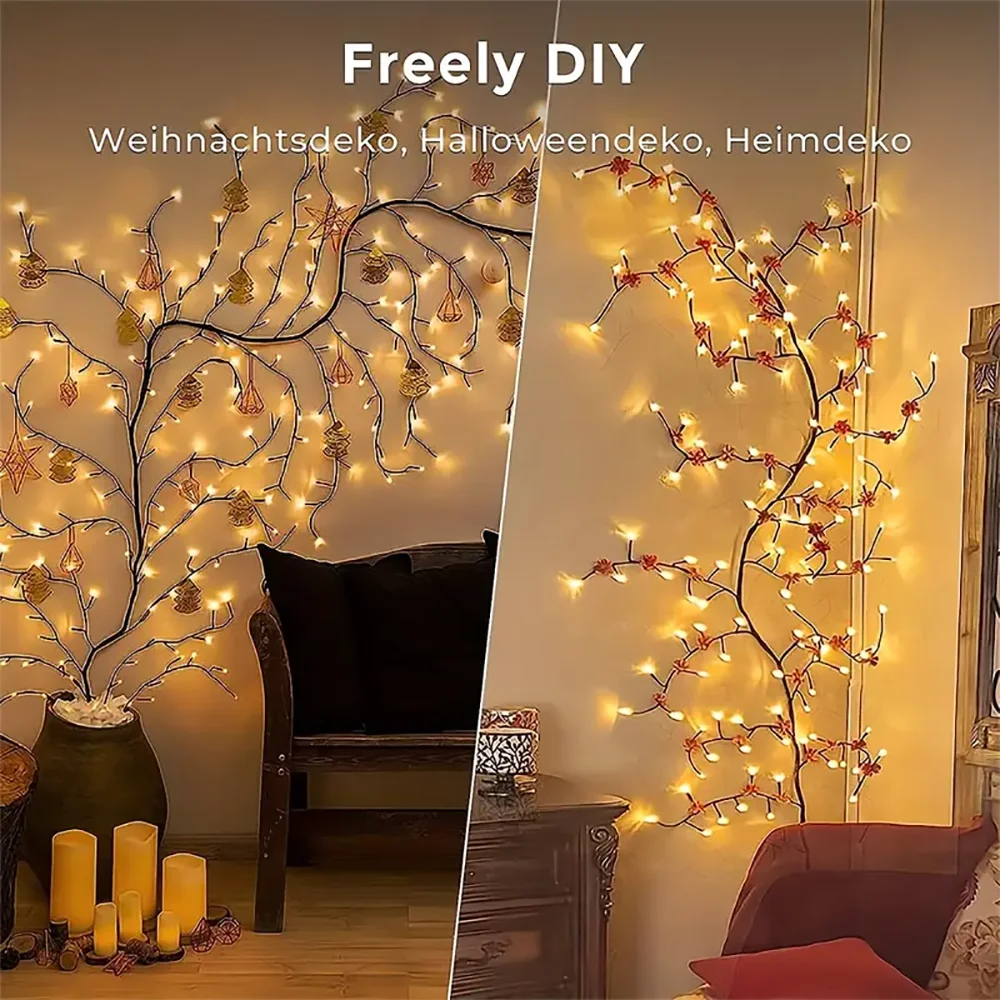 guirlande lumineuse branche noel led blanc moderne télécommande chambre atmosphère