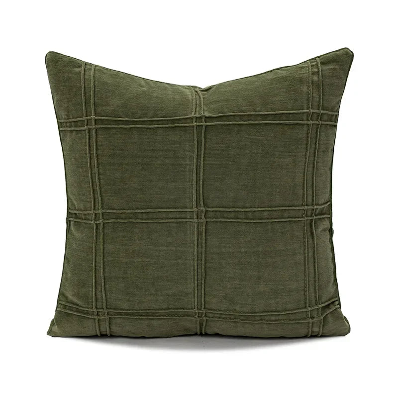 coussins décoratifs modernes nordique vert olive motif plissé texture polyester 45x45cm
