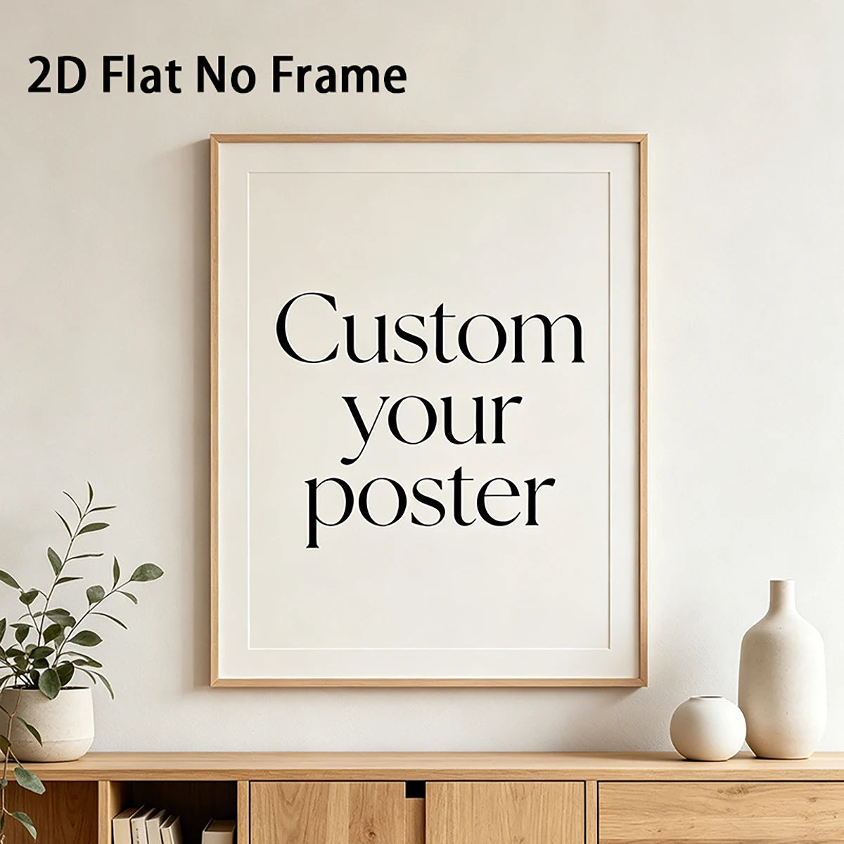 personnalisable poster blanc texte minimaliste cadre bois support mural photo