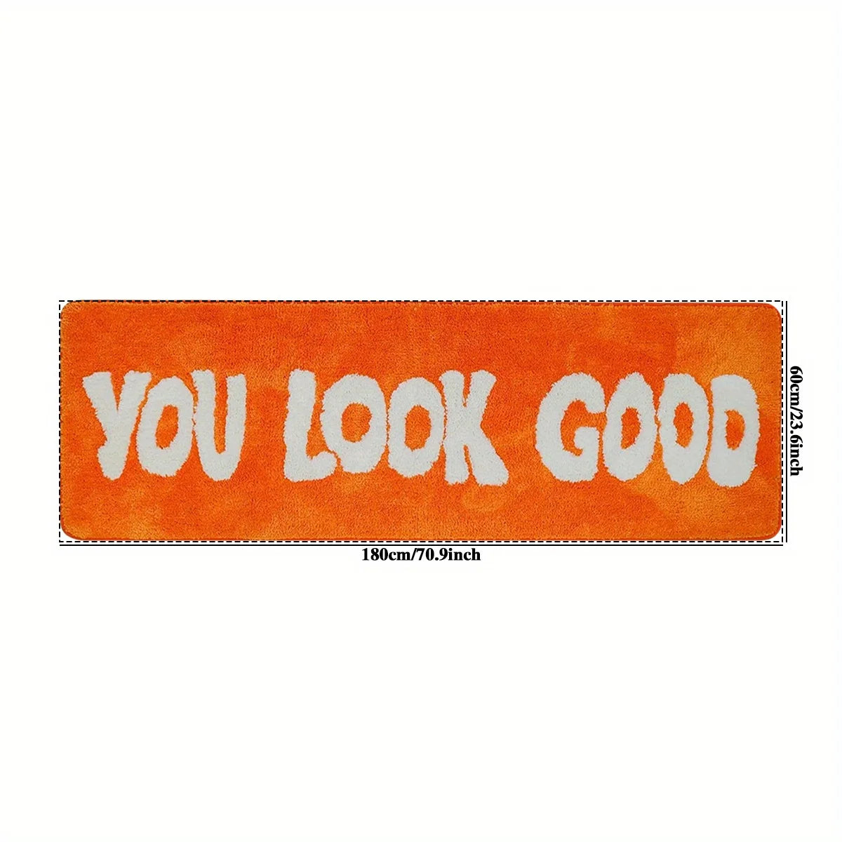tapis orange moderne lettres blanches antidérapant polyester salle bain cuisine