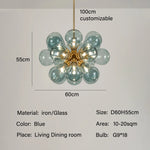 Suspension lumineuse boules vertes moderne ampoules led blanc doré floral