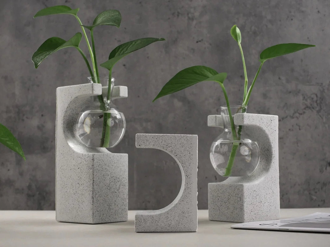 vase silicone texturé moderne gris clair support diy decoration maison