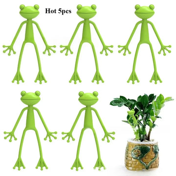 supports plantes forme grenouille vert texturé décoration jardin ludique enroulement tige plantes